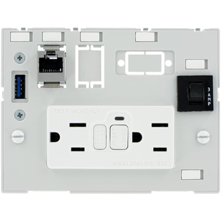 Murrelektronik MODLINK MSDD DBL COMBI INSERT 2XNEMA 5-15, GFCI+1xRJ45 fem./fem.+1xUSB-A fem./fem.+1x3A fuse 4000-68000-4100000